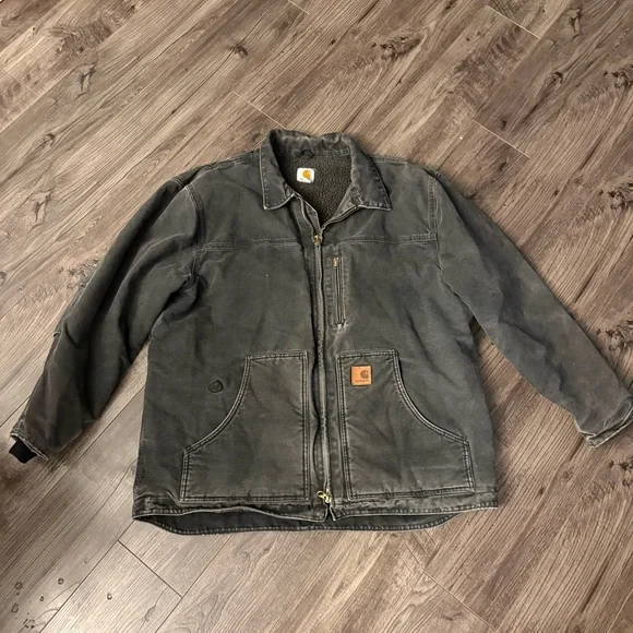 Vintage Carhartt jacket Black Work Jacket Sherpa lined RN #14806 C61 XL - Picture 6 of 9